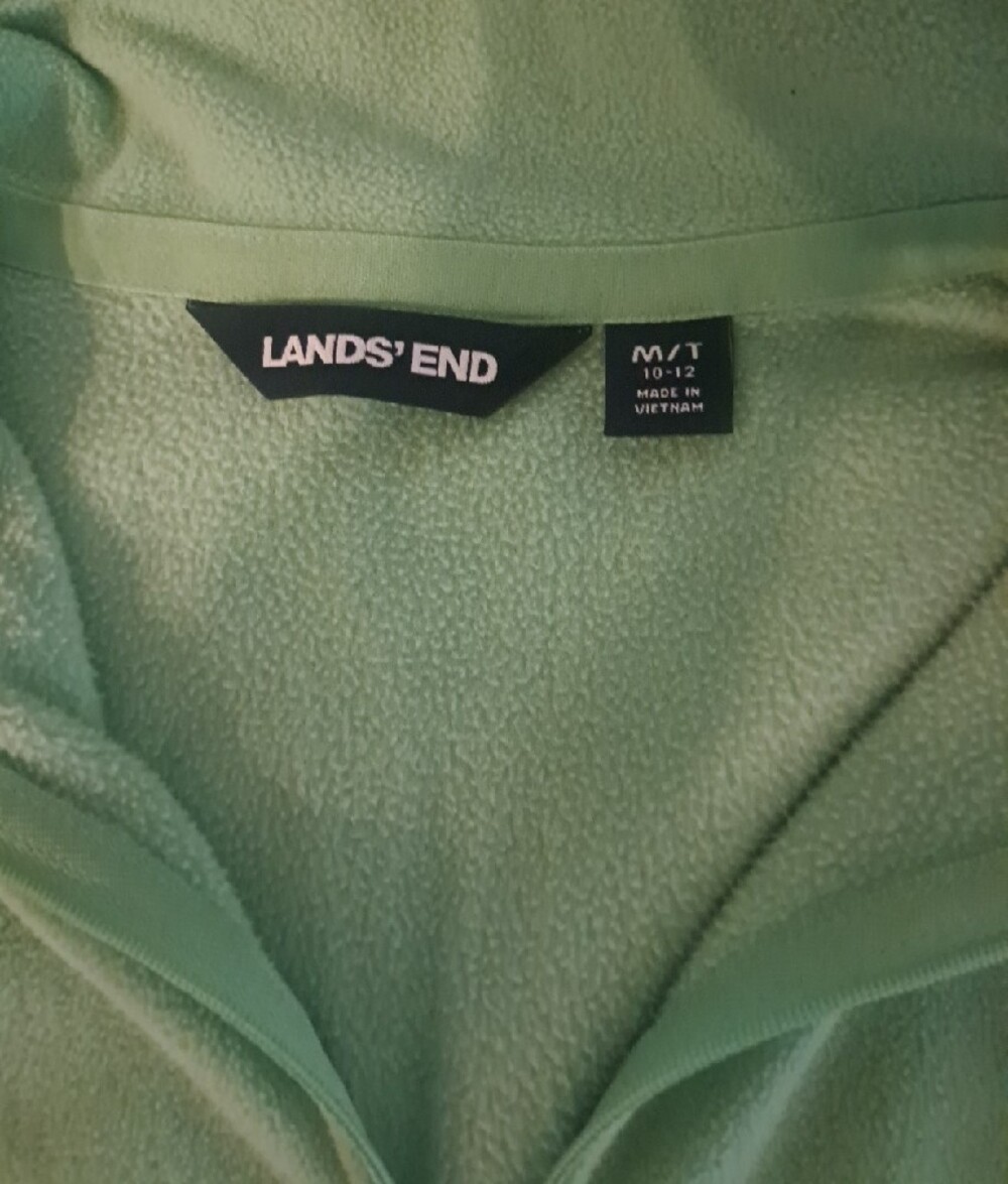 Lands' End Women's Mint Green Quarter-Zip Fleece Pullover Medium Tall 10 12 - Picture 2 of 2